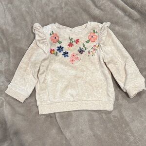 Little Me Beige Floral Embroidered Hoodie